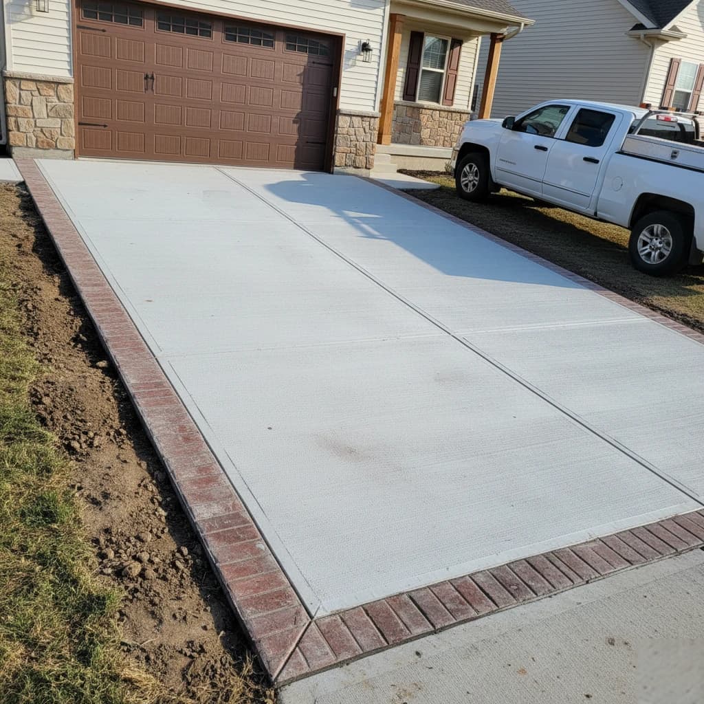 Concrete Driveway Replacement by Alex's Lawnscape in Charlotte NC — Full driveway tear-out and replacement with fresh broom-finish concrete