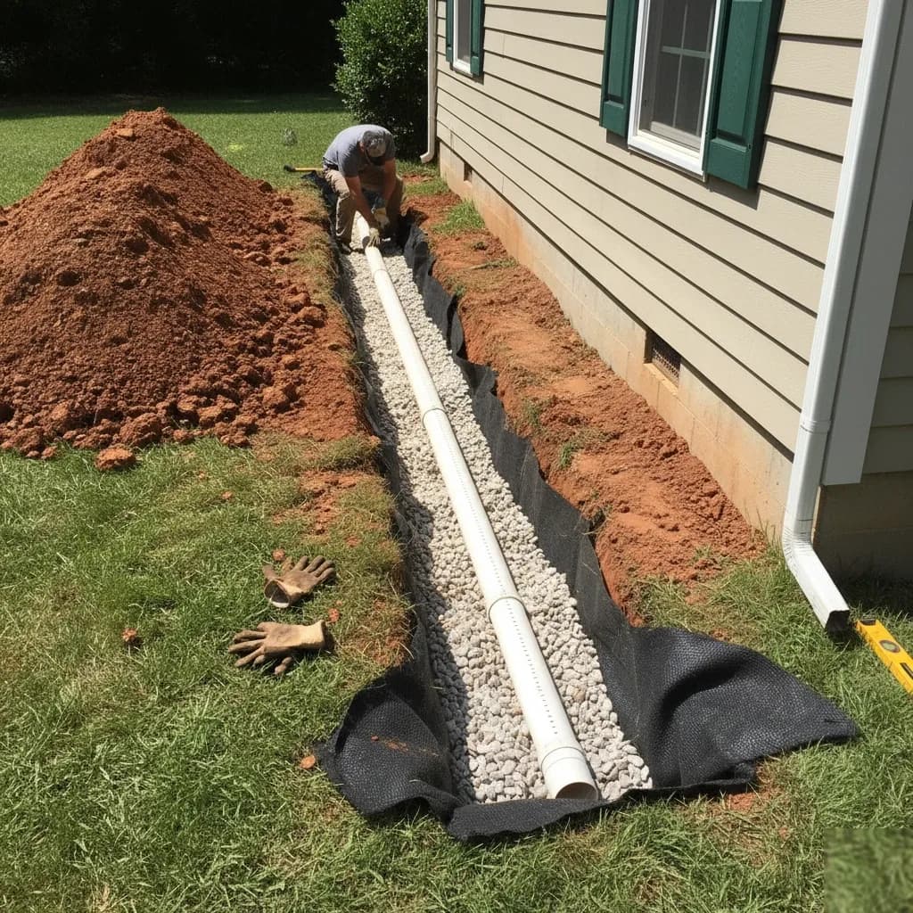 French Drain services in Charlotte NC