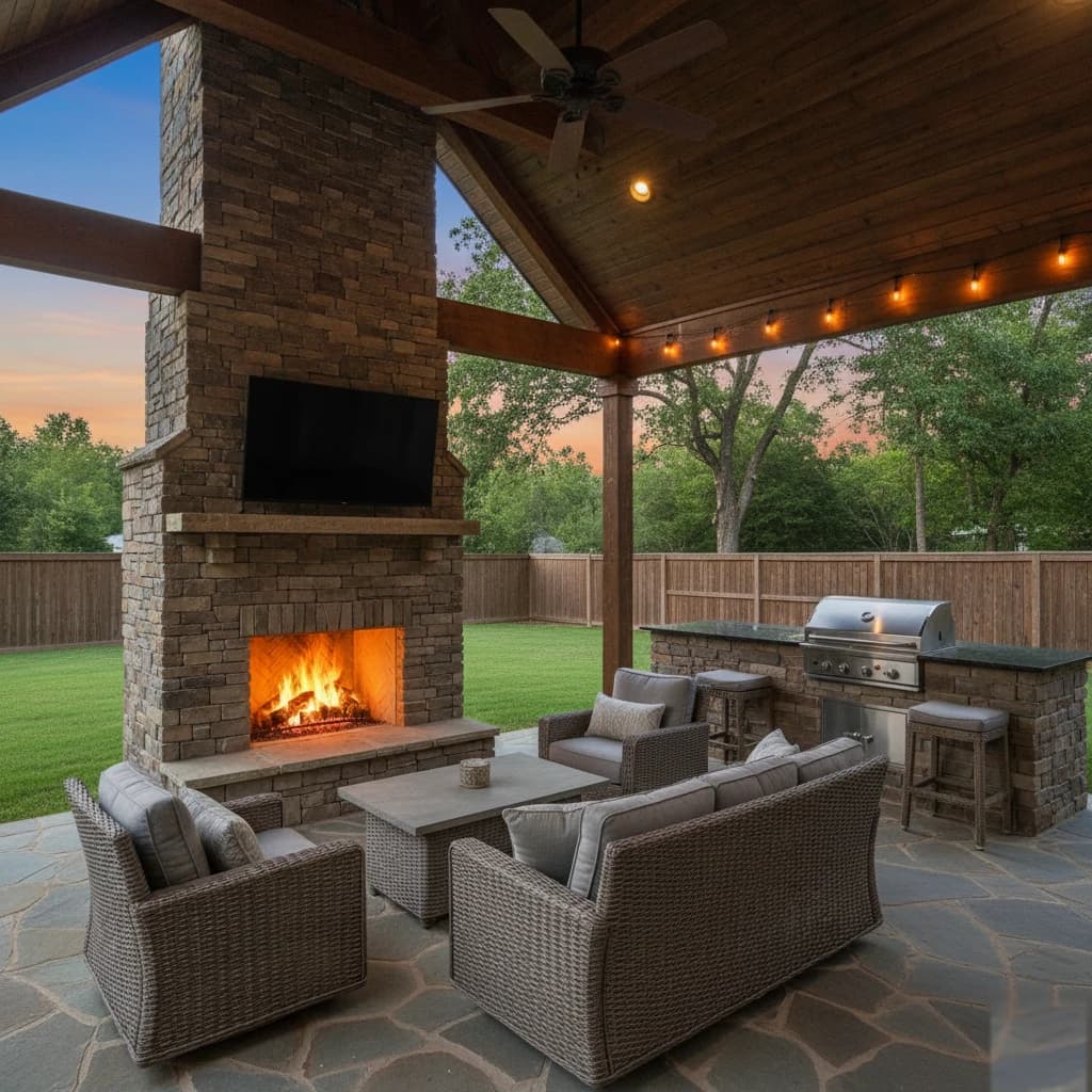 Outdoor Stone Fireplace services in Charlotte NC