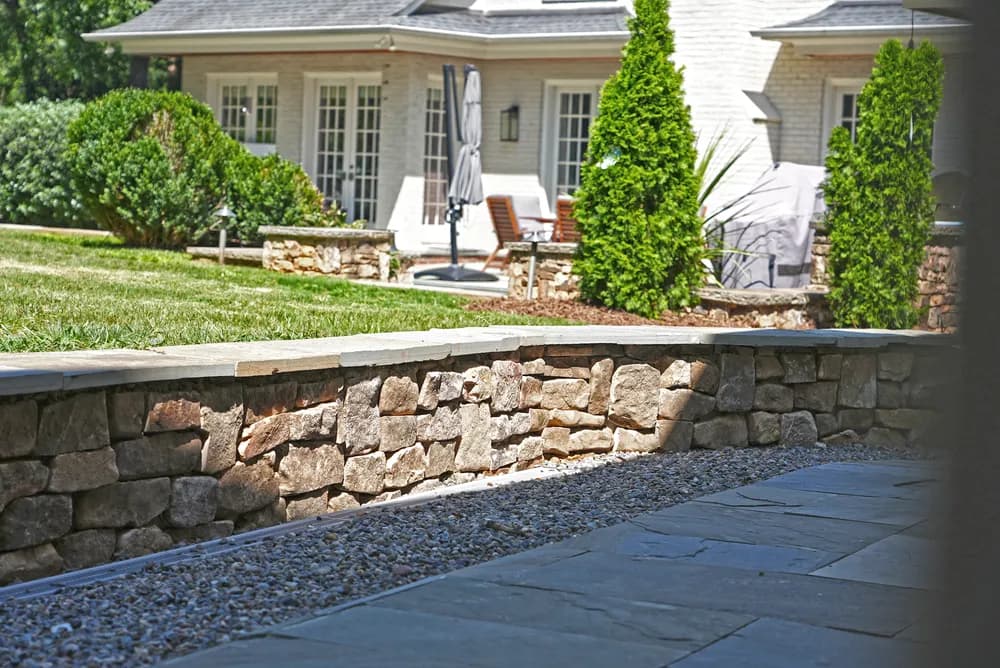 Natural stone patio and walkway installation in Charlotte NC